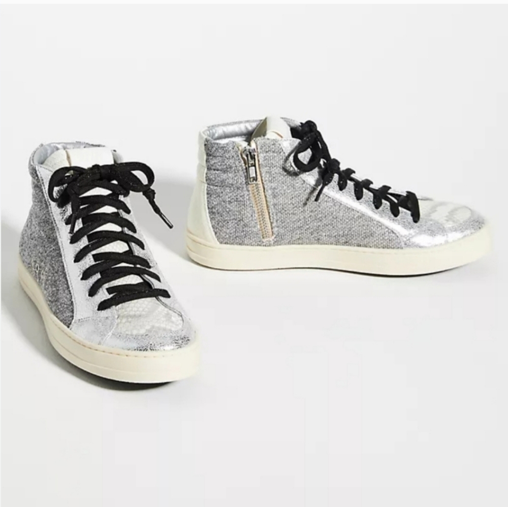P448 Skate High-top Sneaker "Molly" Metallic Silver Black in original box
